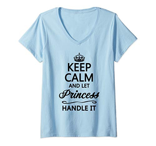 Womens KEEP CALM and let PRINCESS Handle It - Funny and Cute Gift - V-Neck T-Shirt