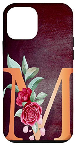 iPhone 12 mini Letter M Alphabet Pink Flower Monogram Case
