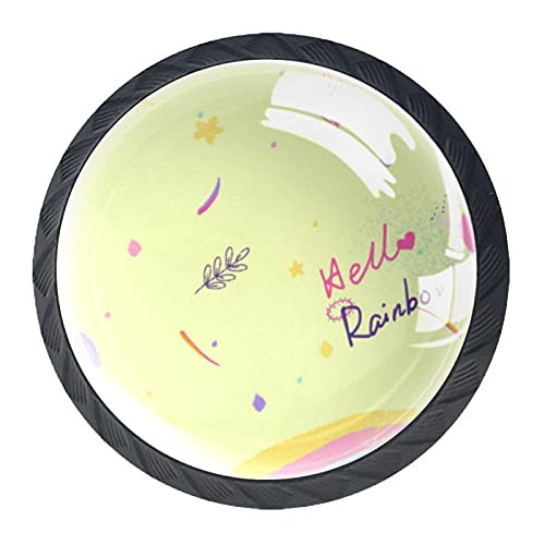 Drawer Knob Pull Handle 4 Pieces Crystal Glass Cabinet Drawer Pulls Cupboard KnobsHello Rainbow Giraffe Girl