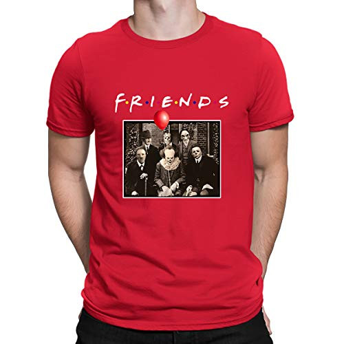 Friends Horror Halloween T-Shirt Michael Myers Jason Horror Scary Movies Gift Tee Shirt for Women Men -Red XL-