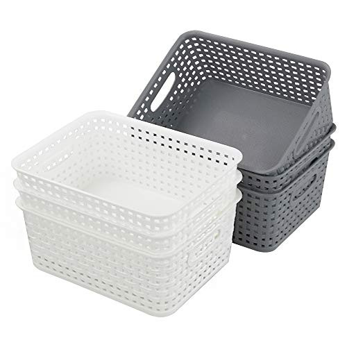Uumitty Plastic Weave Storage Basket Small organizer Basket Set 6 Packs