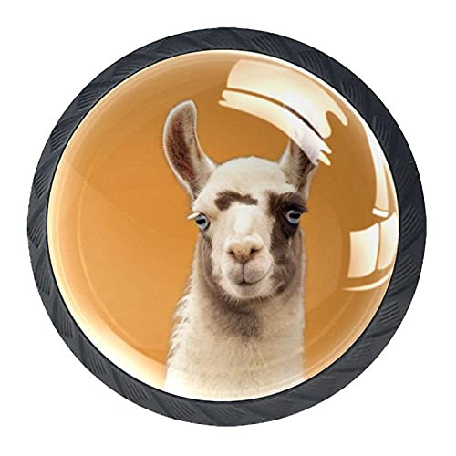 Drawer Knob Pull Handle 4 Pieces Crystal Glass Cabinet Drawer Pulls Cupboard KnobsLlama Head Yellow