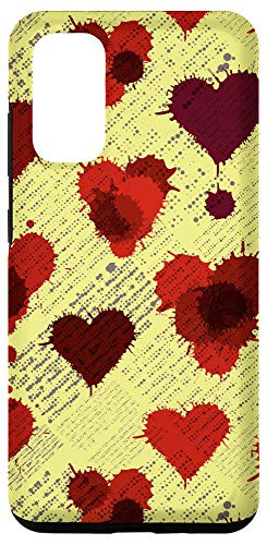 Galaxy S20 Yellow Grunge Hearts Paint Splat Colorful Abstract Cute Case