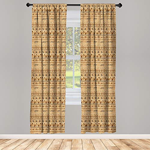 Ambesonne Zambia Window Curtains Hieroglyph Style Geometric Abstract Motif Lightweight Decorative Panels Set of 2 with Rod Pocket 56" x 84" Sand Brown Caramel Ambesonne Zambia Window Curtains Hieroglyph Style Geometric Abstract Motif Lightweight Decorative Panels Set of 2 with Rod Pocket 56" x 84" Sand Brown Caramel