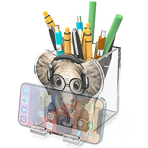MaxGear Acrylic Pen Holder with Mobile Phone Holder Pencil Holder for Desk Pen Cup Pencil Cup Pen Cups for Desk Pen Holders Pencil Holders Pencil Organizer Pen Organizer for Office  and  Home