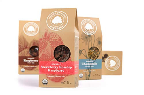 Hands on Herbs Organics Strawberry Rosehip Raspberry Tea | Beautiful and Fragrant Fruit Tea with Organic Whole Fruits - Organic Strawberries, Red Raspberries and Rosehips 3.5 ounces | 100 grams