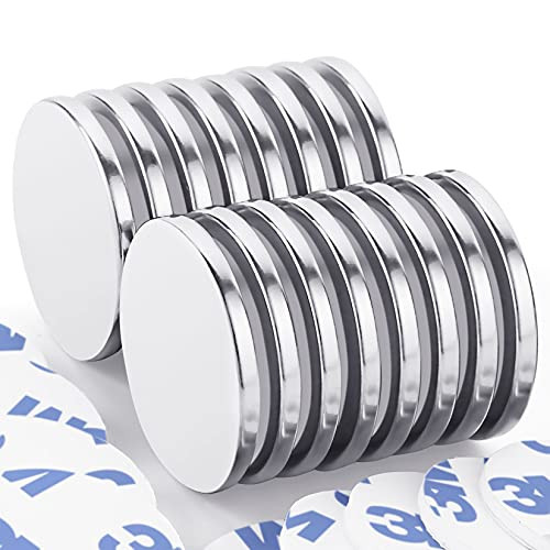 FINDMAG 16 Pack N52 Strong Neodymium Disc Magnets with Double-Sided Adhesive Powerful Permanent Rare Earth Magnets Fridge DIY Building Scientific Craft Office Magnets 1.26"D x 1-8"H FINDMAG 16 Pack N52 Strong Neodymium Disc Magnets with Double-Sided Adhesive Powerful Permanent Rare Earth Magnets Fridge DIY Building Scientific Craft Office Magnets 1.26"D x 1-8"H