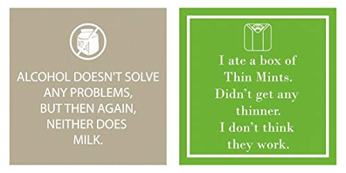 PPD 3-Ply Paper Funny Words Beverage Napkins 20 Count - 2 Pack (Thin Mints/Alcohol Doesn't Solve)