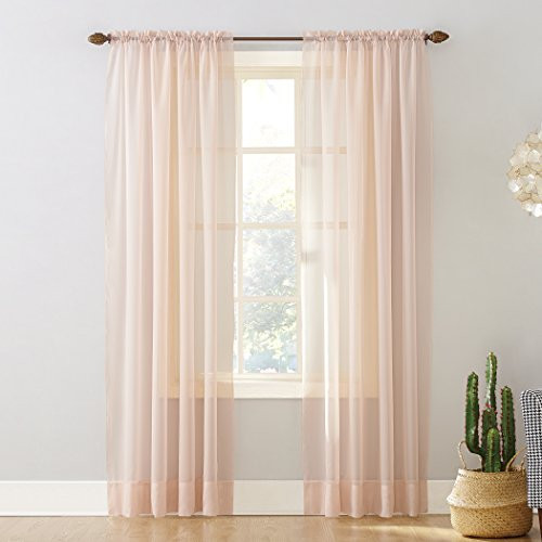 No. 918 53566 Emily Sheer Voile Rod Pocket Curtain Panel 59" x 84" Whisper Pink