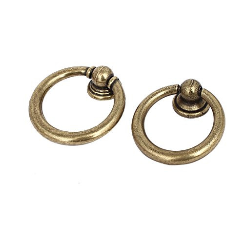 Aexit M4 Thread Cabinet Hardware 16mmx14mm Round Base Metal Pull Handles Rings Knobs Bronze Pulls Tone 2pcs