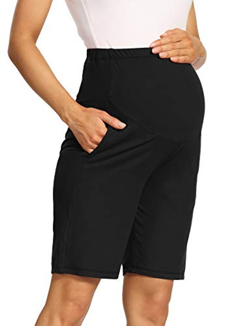 V VOCNI Women's Maternity Lounge Yoga Pajama Active Shorts Pockets Comfy Pregnancy Short Pants Black X-Large V VOCNI Women's Maternity Lounge Yoga Pajama Active Shorts Pockets Comfy Pregnancy Short Pants Black X-Large