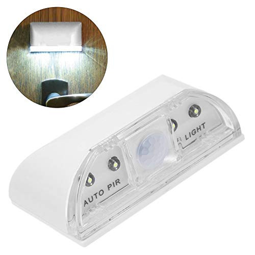 Meideli Motion Sensor Night Light Lamp4-LED PIR Infrared Home Door Keyhole Night Light Lamp for Cabinet Stairs Wardrobe Kitchen Hallway White