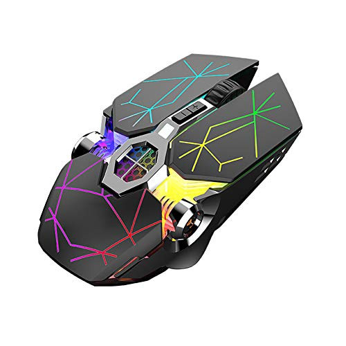 Mumaya PC Mouse Wireless Gaming Mouse 6 Colors LED-Illuminated Game mice 6 Buttons 2400 DPI Rechargeable Gamer Mouse for Laptop PC