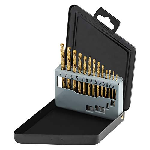 COMOWARE Left Hand Drill Bit Set, 13 Piece High Speed Steel With Titanium Coating -Size (1/16" - 1/4")