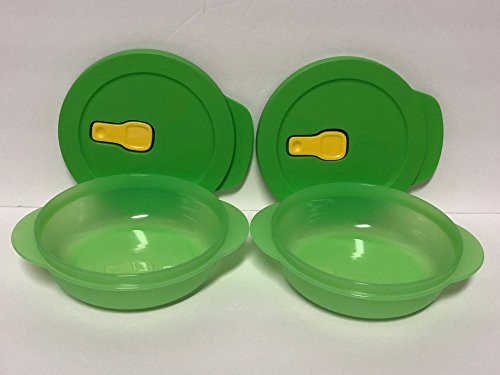 Tupperware Crystalwave Microwave Plus Stainguard 2 Pc Set 1 3/4 Cup - Green