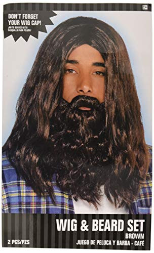 AMSCAN Hippie Wig and Beard Halloween Costume Accessories One Size