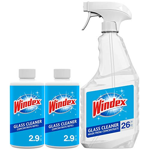 Windex Glass and Window Cleaner Concentrate Starter Pack Re-usable 26 fl oz Spray Bottle and Two 2.9 oz Refills Windex Glass and Window Cleaner Concentrate Starter Pack Re-usable 26 fl oz Spray Bottle and Two 2.9 oz Refills