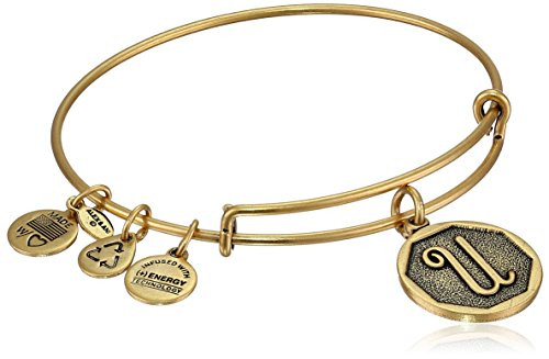 Alex and Ani Rafaelian Gold-Tone Initial "U" Expandable Wire Bangle Bracelet 2.5"
