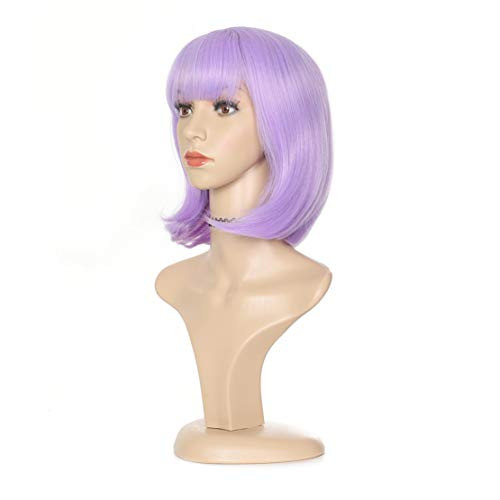 Purple Bob Wigs with Bangs for Women Straight Short Bob Wigs Synthetic Heat Resistant Wigs Cosplay Bob Wigs