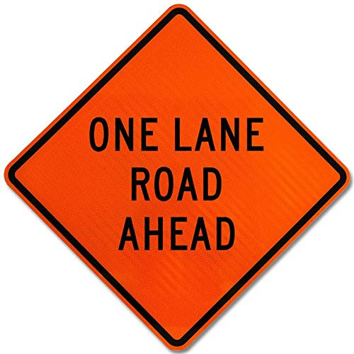 Vinyl Stickers - Bundle - Safety and Warning Signs Stickers - One Lane Road Ahead Sign P7-3 Pack -10" x 7"-
