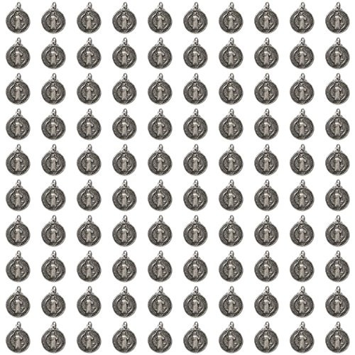 Religious Gifts Silver Tone Saint Benedict Protection from Evil Pendant 3-4 Inch Pack of 100