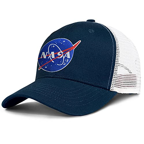 Vintage NASA Hat Embroidery Dad Hat Space Hat Baseball Cap Adjustable Trucker Hat Fashion Strapback Hat Navy-Blue