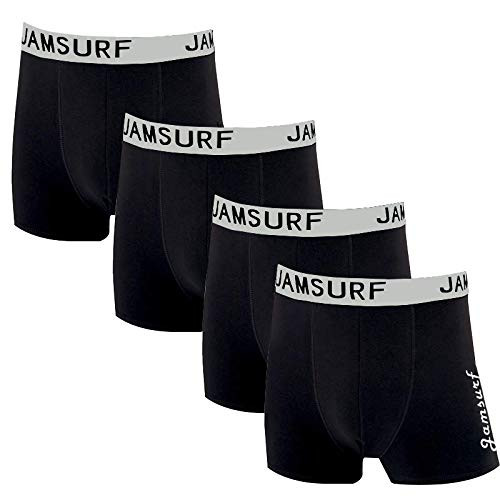 Jamsurf Men's Waistband Sport Boxer Breathable Black XX Large Briefs Mens Underwear Boxer Briefs Cotton Men's Underwear 4 Pack Boxer Brief