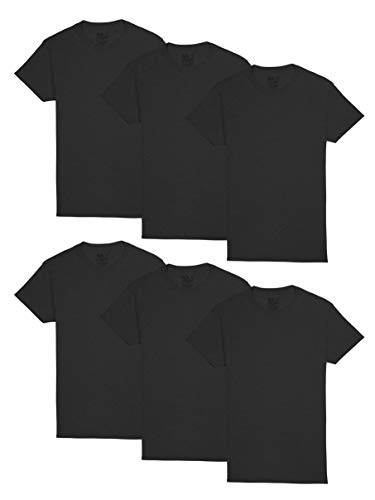 Fruit of the Loom Men's Stay Tucked Crew T-Shirt Classic Fit - Black - 6 Pack X-Large