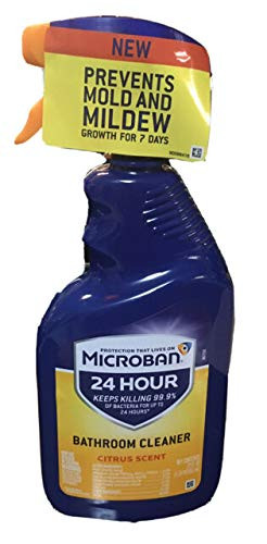 Microban 24 Hour Bathroom Cleaner and Sanitizing Spray Citrus Scent - 32 Ounce -Pack of 2-