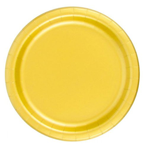 24 Plates 7" Paper Dessert Plates Wax Coated - Harvest Yellow