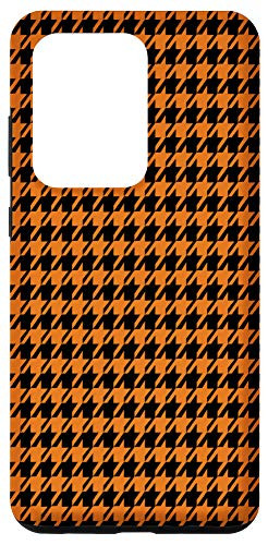 Galaxy S20 Ultra Houndstooth Pattern Orange and Black Case