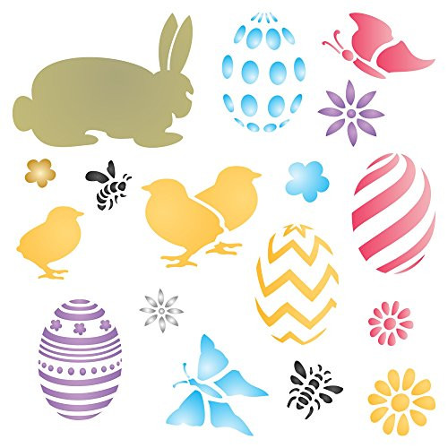 Easter Bunny Stencil 6.5 x 6.5 inch - Classic Easter Bunny Design Stencils for Painting Template