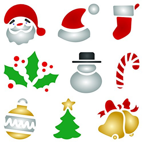 Christmas Designs Stencil 6.5 x 6.5 inch -M- - Kids Christmas Card Stencils for Painting Template