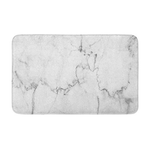 Adowyee 20"x30" Bath Mat Gray Abstract White Marble Patterned Architecture Bathroom Black Boulder Cozy Bathroom Decor Bath Rug with Non Slip Backing