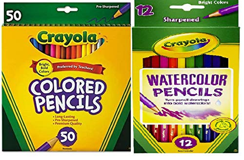 Crayola Colored Pencils 50 Count with Crayola Watercolor Colored Pencils Assorted Colors 12 Count Crayola Colored Pencils 50 Count with Crayola Watercolor Colored Pencils Assorted Colors 12 Count