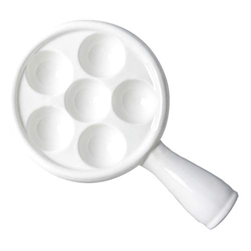 PIXNOR Ceramic Escargot Plate Snail Dish with Handle White Ceramic Escargot Plates Porcelain Footed Escargot Plate 6 Compartment Holes Dish Oven Safe White