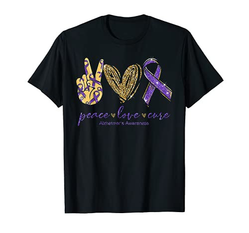 Peace Love Cure Alzheimer's Awareness T-Shirt Peace Love Cure Alzheimer's Awareness T-Shirt