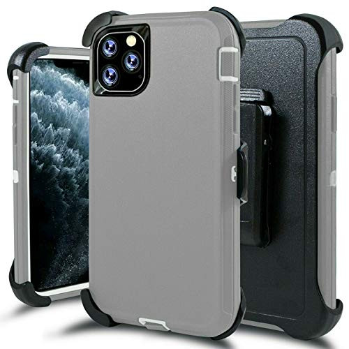 Case for iPhone 11 Pro Max Belt-Clip Holster Case -6.5 Inch- Drop Protection Full Body Rugged Heavy Duty Case Shockproof 3 Layers Durable Tough Cover for iPhone 11 Pro Max -Gray White-