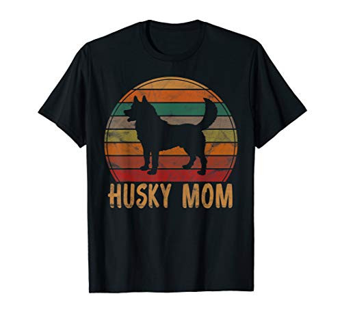 Retro Husky Mom Gift Dog Mother Pet Siberian Huskies Mama T-Shirt