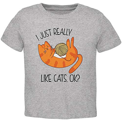 I Just Really Like Cats Ok Cute Toddler T Shirt Heather 3T