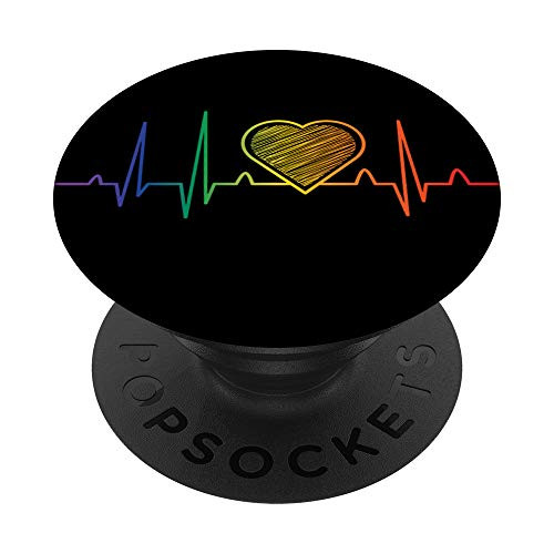 LGBT Rainbow Heartbeat Gay And Lesbian Pride PopSockets Swappable PopGrip