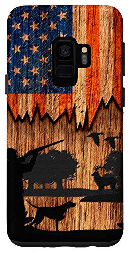Galaxy S9 Hunting duck hunter rustic wood waterfowl american flag Case