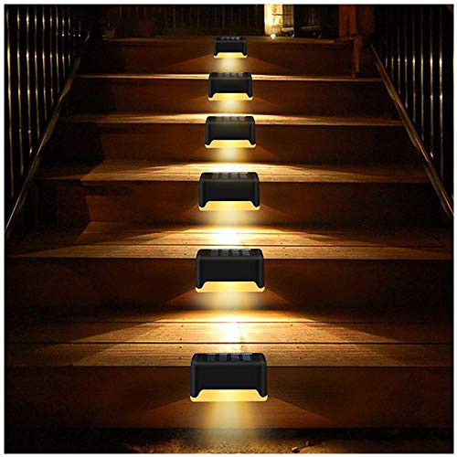 XBKPLO Solar Wall Lights Outdoor Solar Led Waterproof Lighting Solar Step Lights for Deck Fence Patio Front Door Stair Landscape Yard and Driveway Path Warm White