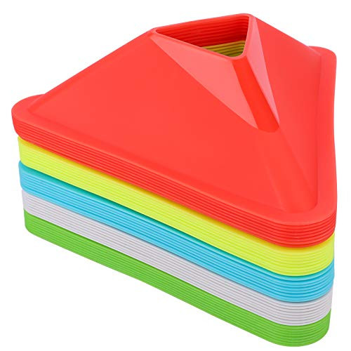 SKL Soccer Disc Cones 40 Packs Agility Training Cones Multicolor Flexible Durable Cone Holder Carrying Bag Included Training Equipment for Football Basketball Agility Field Marker Spot Marker SKL Soccer Disc Cones 40 Packs Agility Training Cones Multicolor Flexible Durable Cone Holder Carrying Bag Included Training Equipment for Football Basketball Agility Field Marker Spot Marker