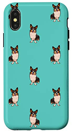 iPhone X-XS Big Cardigan Welsh Corgi Pattern Dog Blue Case