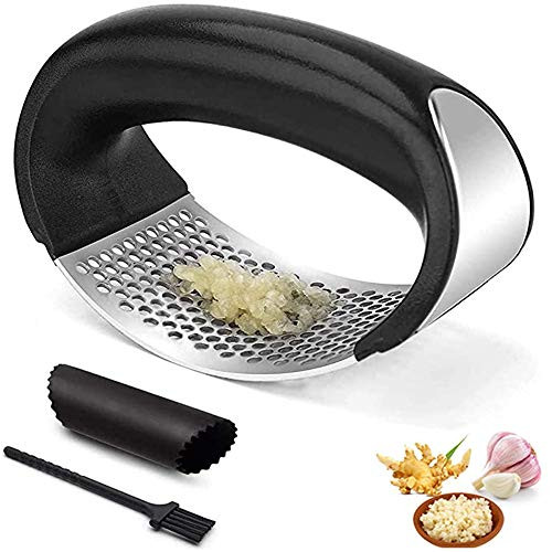 Garlic Press ?Stainless Steel Garlic Mincer Professional Grade Garlic Crusher and Peeler with Cleaning Brush?Easy to Use  and  Clean