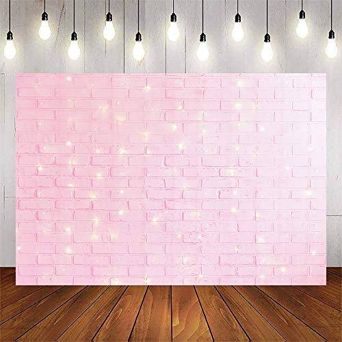 Avezano Pink Brick Photography Backdrop Glitter Brick Wall Background for Photo StudioGirls Birthday Party Decoration-7x5ft-