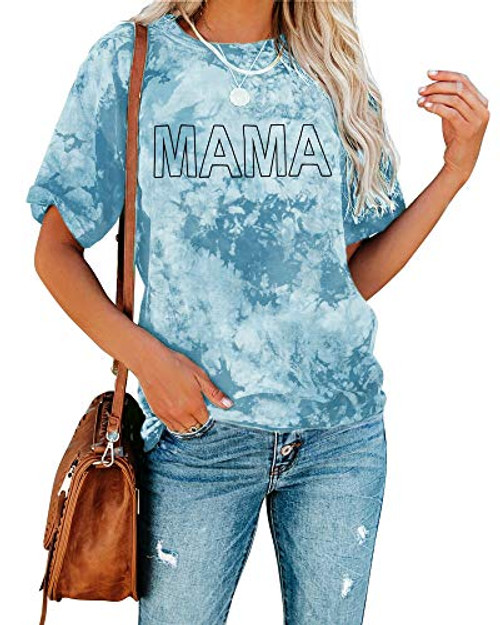 Mama Shirts for Women Tie-Dye Graphic Mama T-Shirt Mother's Day Shirt Letter Printed Short Sleeve Casual Tops -Tie-dye Light Green Large- Mama Shirts for Women Tie-Dye Graphic Mama T-Shirt Mother's Day Shirt Letter Printed Short Sleeve Casual Tops -Tie-dye Light Green Large-