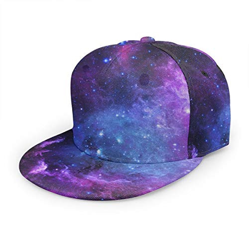 Adjustable Snapback Hat Unisex Hip Hop Flat Brim Baseball Cap Purple Galaxy