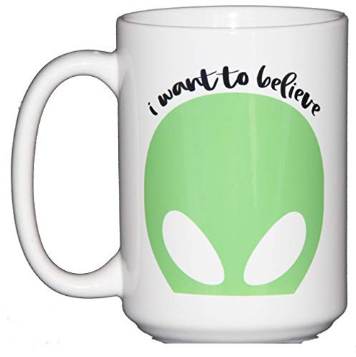 I Want to Believe - Pop Culture Alien Coffee Mug - UFO - Unidentified Flying Object - Gift for Geeks I Want to Believe - Pop Culture Alien Coffee Mug - UFO - Unidentified Flying Object - Gift for Geeks